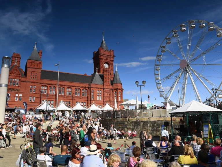 A crowd of people enjoying Cardiff Food Festival 